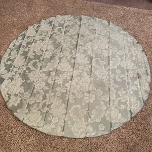 Burlington Round Tablecloth Sage Green Floral Damask Rope Trim 69 Inch USA Made